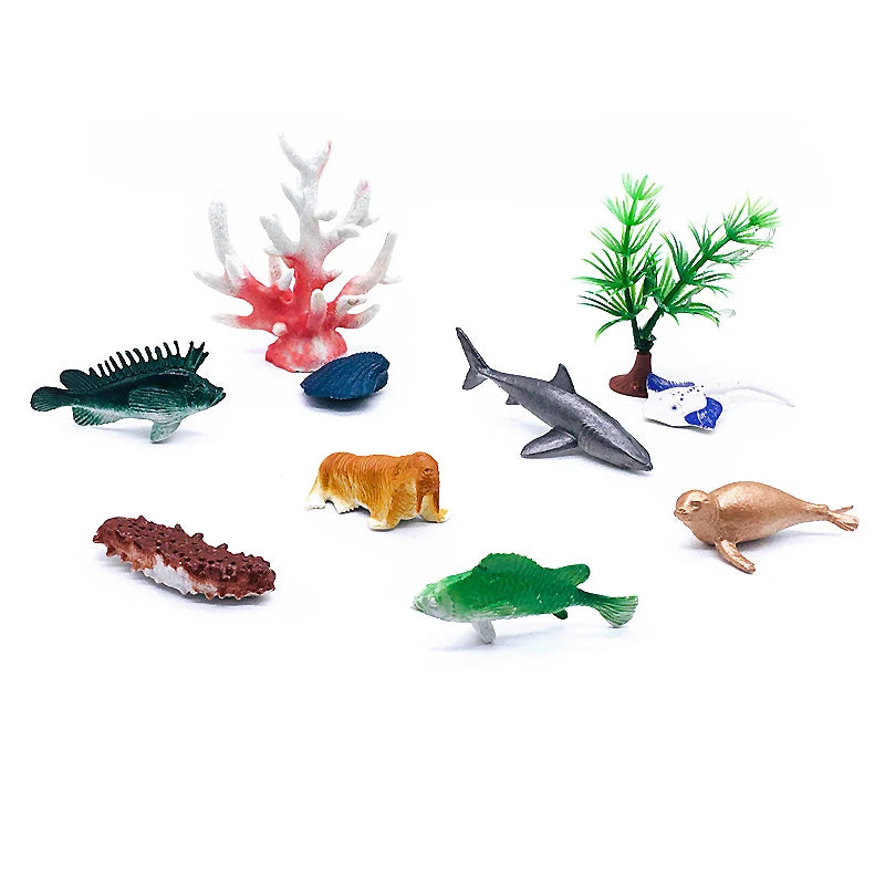 56-Piece Ocean Animal Figurines Set with Coral and Sea Creatures