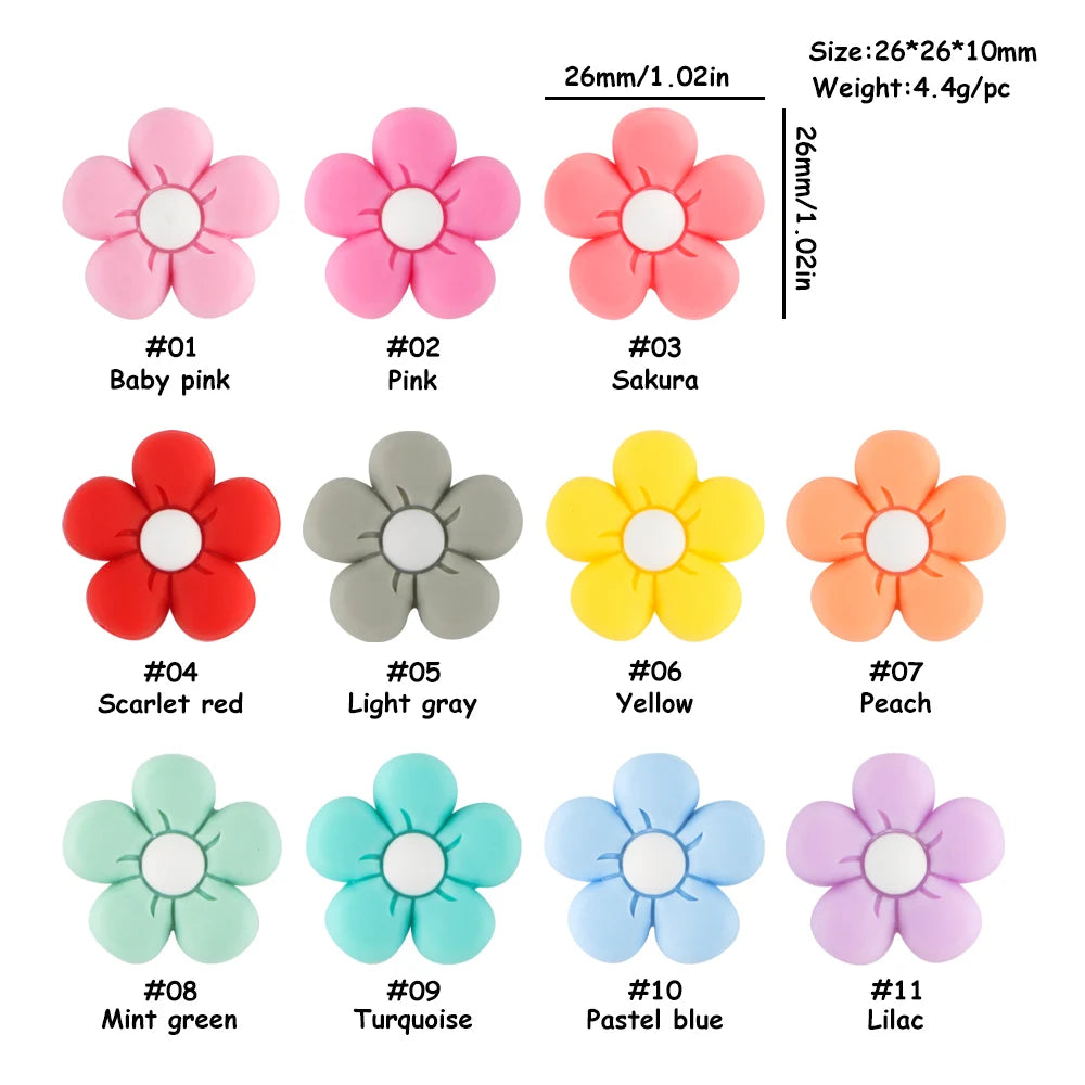 Colorful Silicone Flower Beads for Jewelry Making