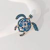 Gold-Plated Rhinestone Turtle Brooch Pin