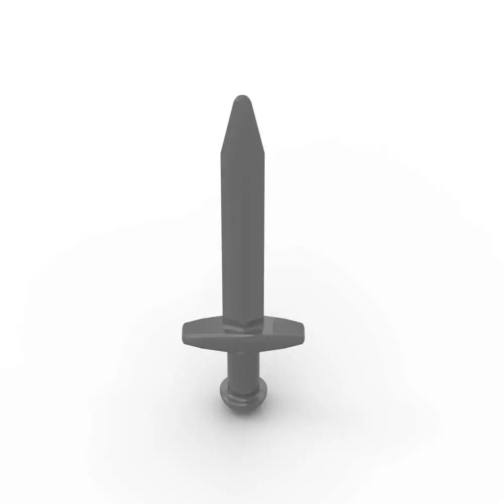 A gray knight sword building block accessory set with a distinct pommel and blade shape.