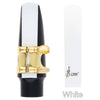 White SLADE resin alto saxophone reed with gold accents