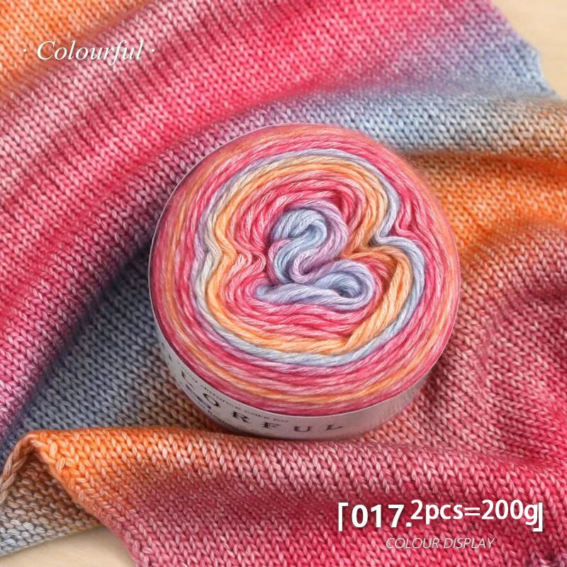 Gradient Cake Yarn – 200g Soft Wool Blend for Knitting & Crochet