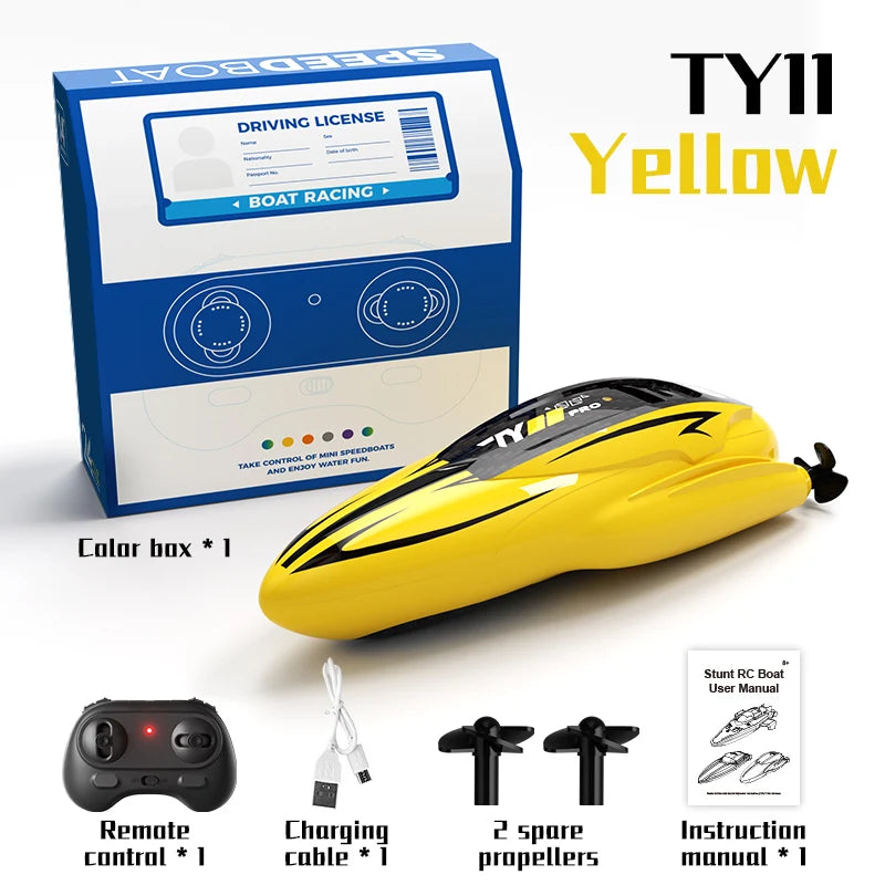 قارب TY11 RC أصفر مع إكسسوارات وصندوق رخصة قيادة