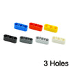 A collection of colorful plastic liftarm beam building blocks in various colors including blue, red, yellow, and black gray w