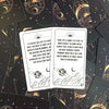 An open oracle card shows text about starting new beginnings and moving quickly in some areas against a dark background.