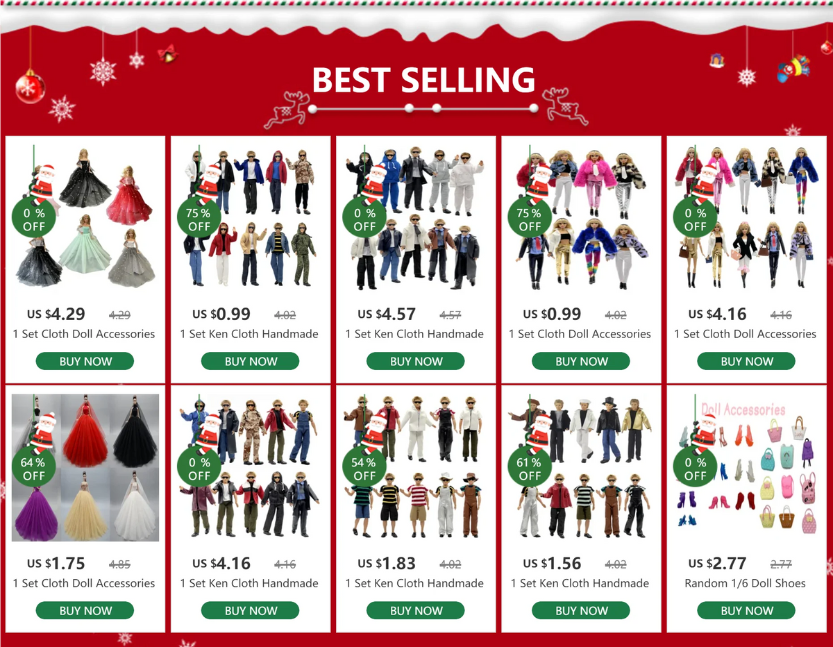 Festive Christmas Outfit Set for 11.5-Inch Dolls