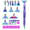 A set of ten resin diamond painting pens with interchangeable metal tips and multi-placers shown in various colors.