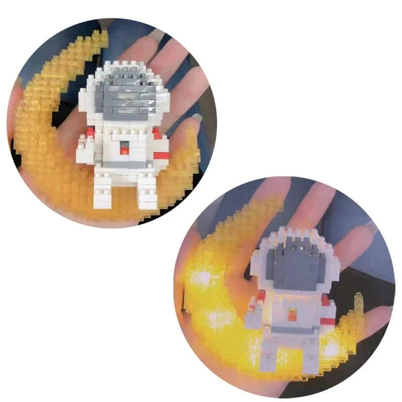 Luminous Astronaut Moon Building Blocks Set with LED Light Technology