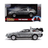 A silver 1:32 scale diecast model of a Ford Explorer tour vehicle from Jurassic Park.