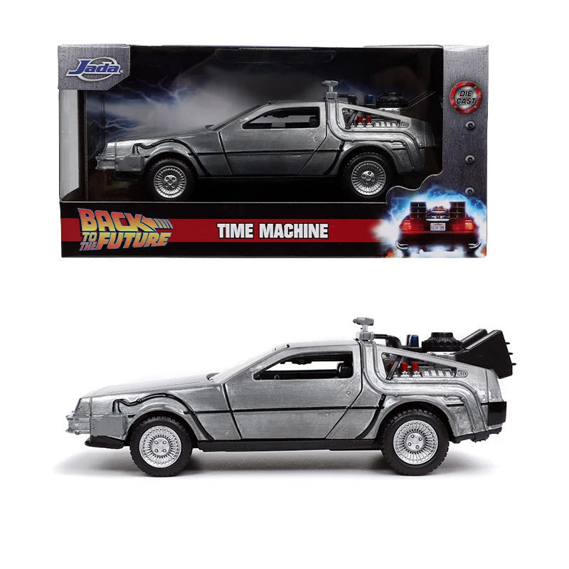 A silver 1:32 scale diecast model of a Ford Explorer tour vehicle from Jurassic Park.