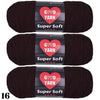 Three skeins of dark brown Super Soft yarn labeled GVD YARN for crochet and knitting