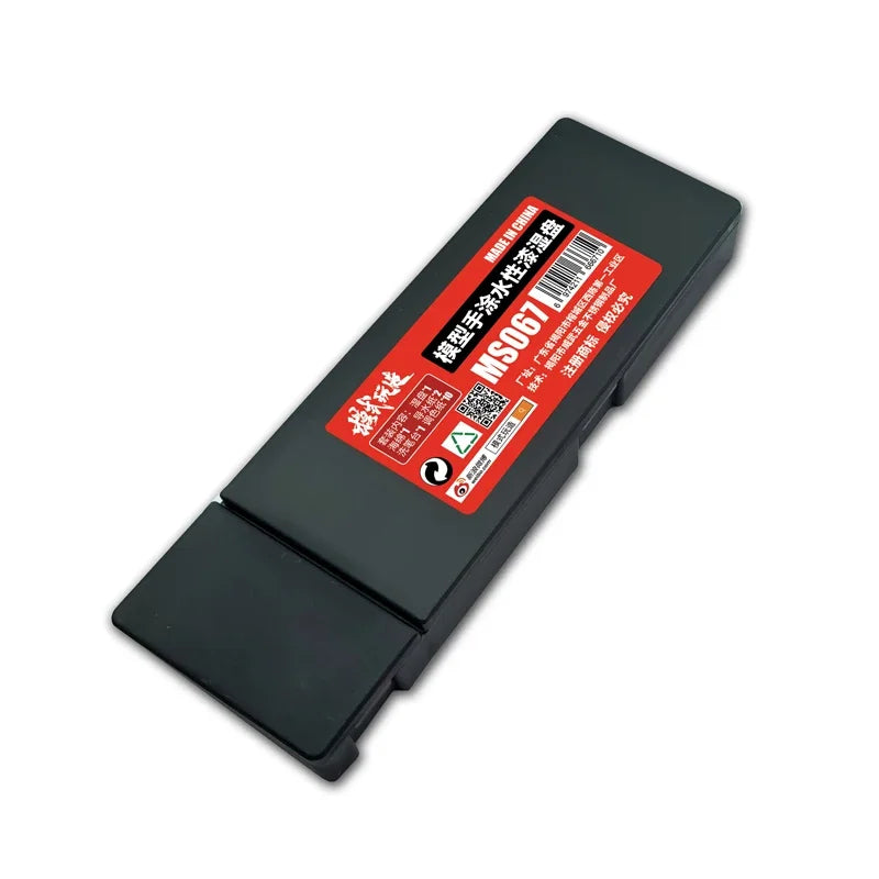 A black wet palette set for hobby and DIY painting with a red label and barcode.