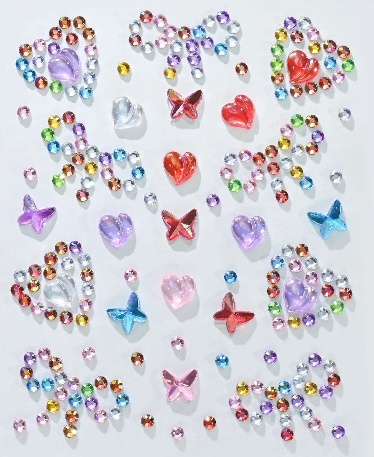 3D Rhinestone Face Stickers with Laser Hearts, Stars & Moons
