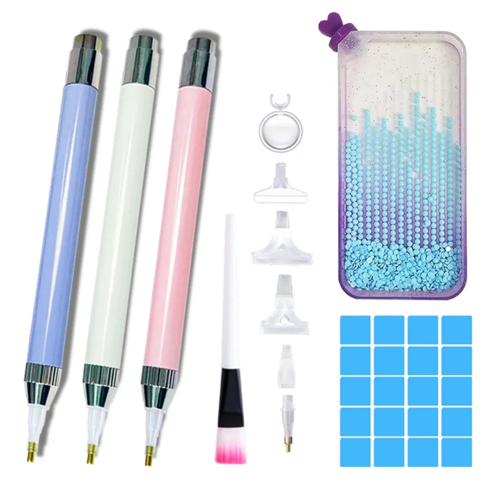 LED Diamond Painting Pen Kit with Multifunctional Tips and Magnifying Glass