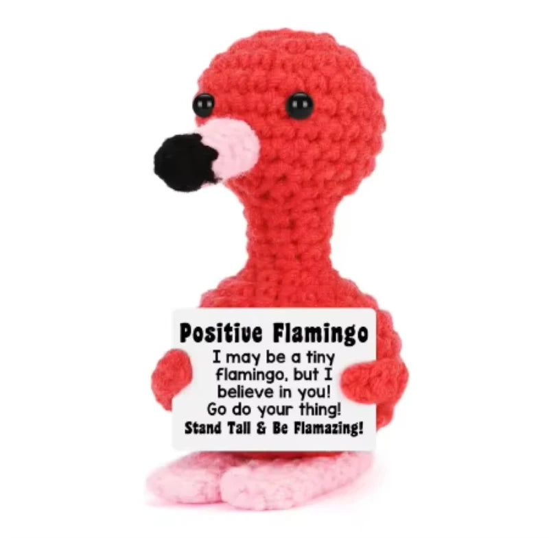 Handmade Knitted Coffee Doll with Card – Funny Crochet Desk Decor