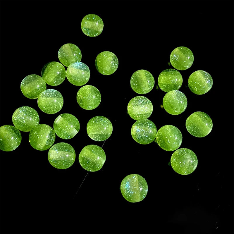 Fine Flashing Resin Beads, Round Loose Beads for Jewelry Making