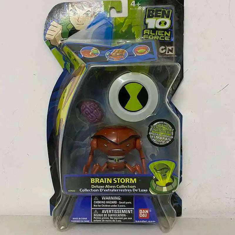 A packaged Ben 10 Alien Force Brain Storm Deluxe Alien Collection toy featuring a watch and brain model.