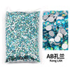 Bag of flat-back resin rhinestones in various shades of blue and silver for DIY craft and nail art