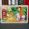 A 24-piece wooden animal jigsaw puzzle featuring various cute woodland animals like a bear, fox, and cat.