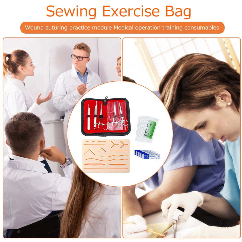 Suture Practice Kit with Reusable Skin Pad for Medical Training