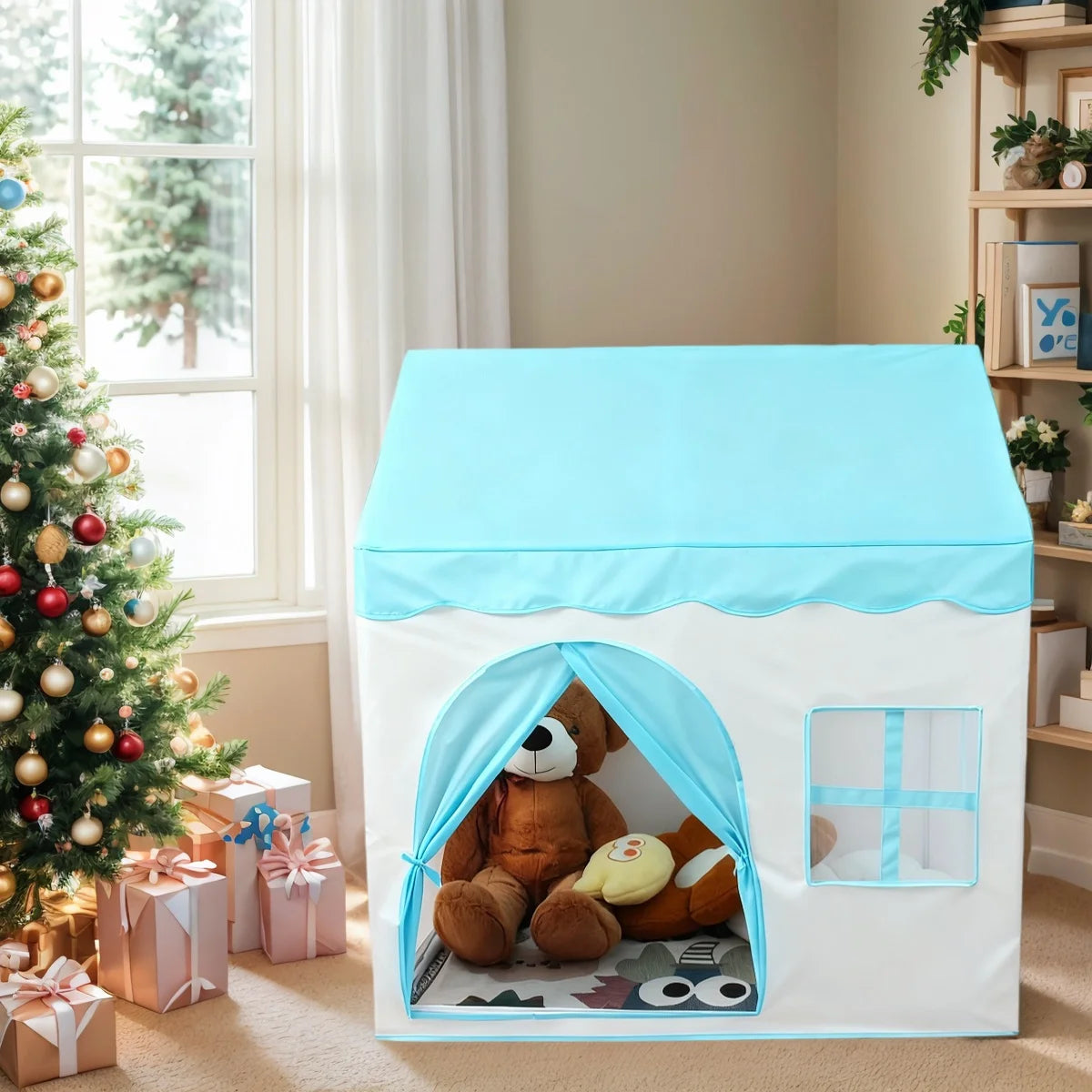Pink Floral Castle Playhouse Tent for Kids