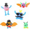 A set of creative play dough tools featuring various animal and character shapes in bright colors like pink, blue, orange, an