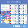 A set of 12 watercolor painting pages featuring fantasy adventure themes for children.