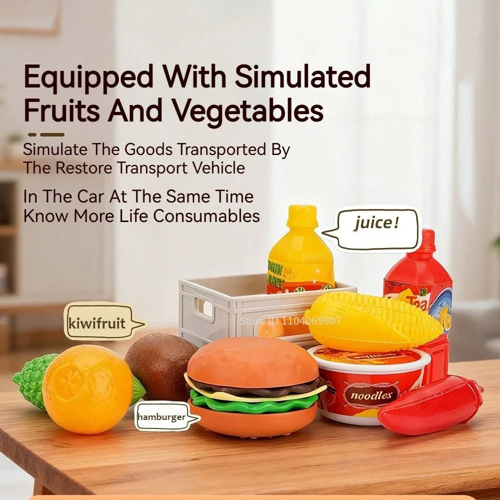 1:32 Scale Diecast Container Truck Toy – Fruit & Vegetable Transport Vehicle
