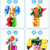 A display of Monogram Robots modeling figures labeled A through N, showing various colors and designs.