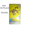A single tarot card titled The Fool featuring a figure with a staff and a small animal against a bright yellow background.