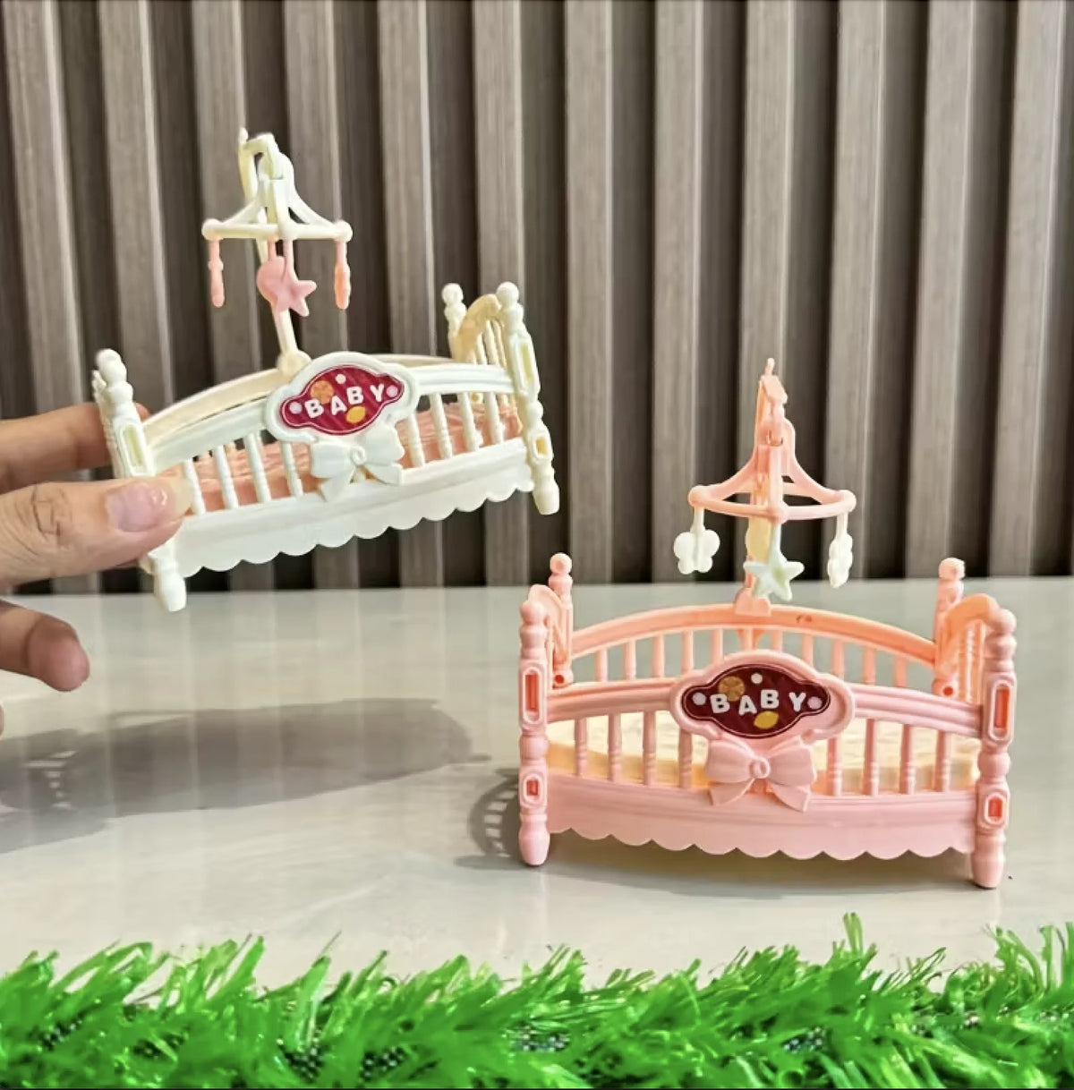 Miniature Dollhouse Cradle Bed with Charming Design