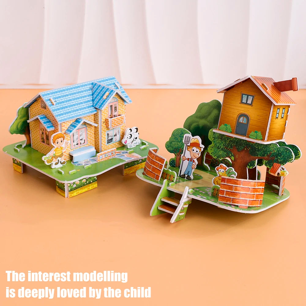 3D Building Puzzle Set for Kids – Educational DIY Paper Model Kit
