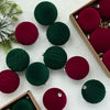 Set of 12 Velvet Flocked Christmas Tree Ornaments in Green