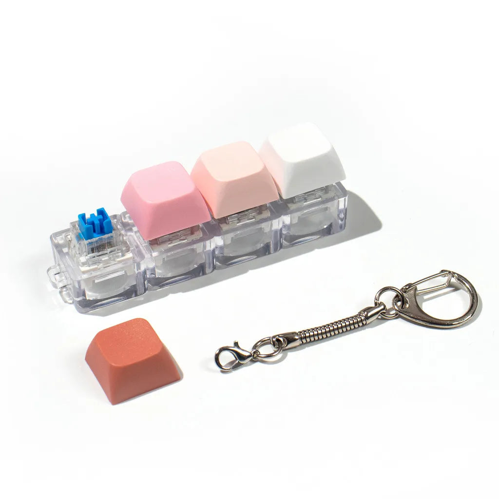 Tactile Keyboard Fidget Keychain with Silent and Click Modes