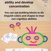 Building blocks and cards showing colors and shapes used to exercise hands-on ability and develop concentration