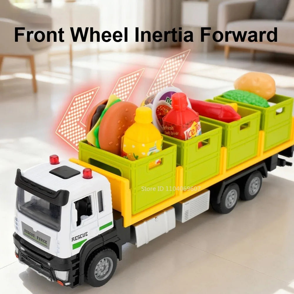 1:32 Scale Diecast Container Truck Toy – Fruit & Vegetable Transport Vehicle