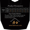 Product parameters table showing various gauges of guitar strings with corresponding inch and mm measurements.