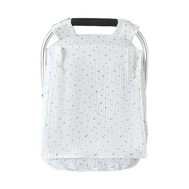 White breathable baby car seat cover with sun shade and mosquito net