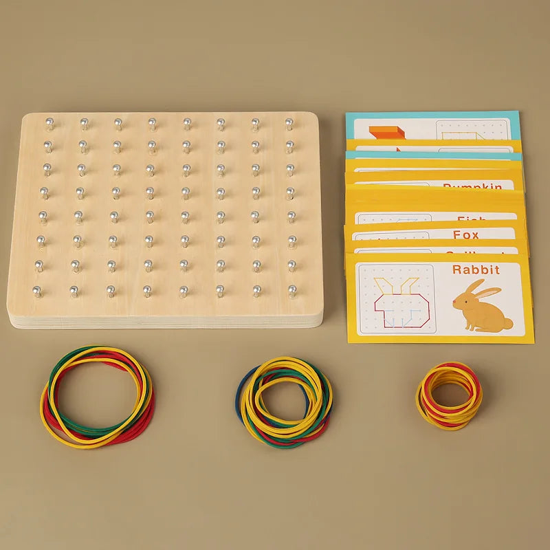 Wooden Geoboard Shape Learning Toy for Kids