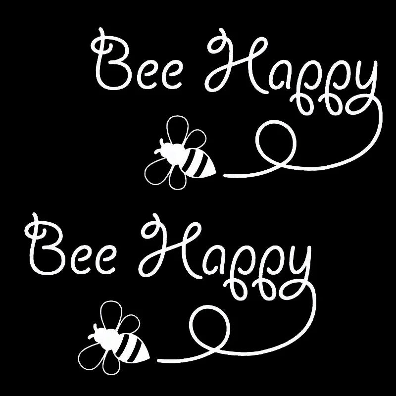 Bee Happy Vinyl Decal Sticker (2-Pack)