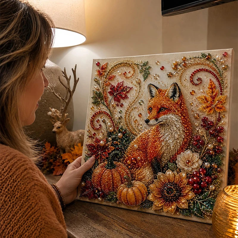 Autumn Pumpkin 5D Pearl Painting Kit with Frame