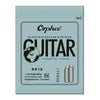 Packaging for Orphee RX19 electric guitar strings, featuring details on material and gauge.