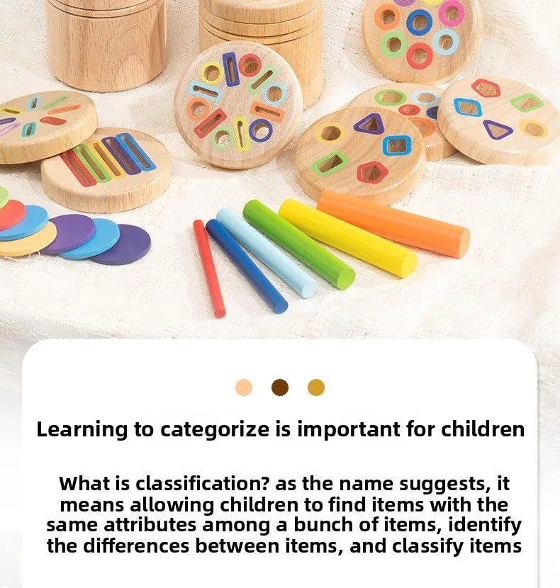 Wooden Montessori Color Sorting Toy for Toddlers
