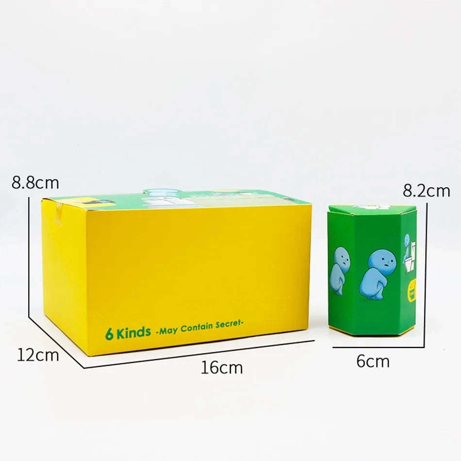 A yellow box containing a green glow-in-the-dark mini fitness figurine collectible.