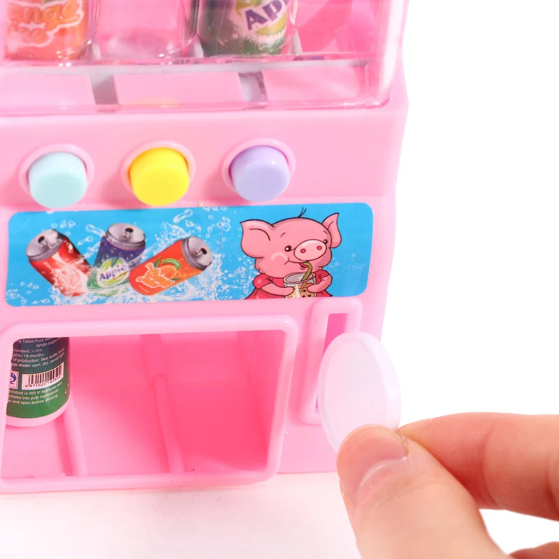 Kids Interactive Vending Machine Toy with Mini Drinks and Coins