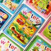 A collection of colorful water painting books featuring dinosaur and animal themes for children.