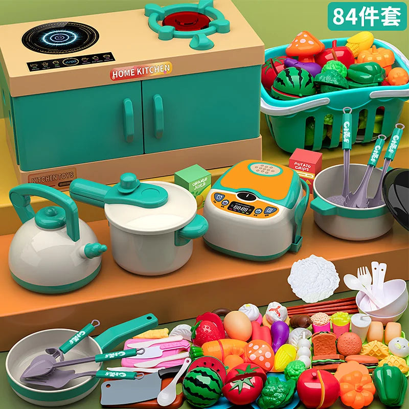 Kids Pretend Play Kitchen Set with Pots and Accessories
