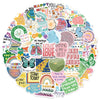A colorful circular sticker pack featuring various positive mental health affirmations and phrases like I love you take your 