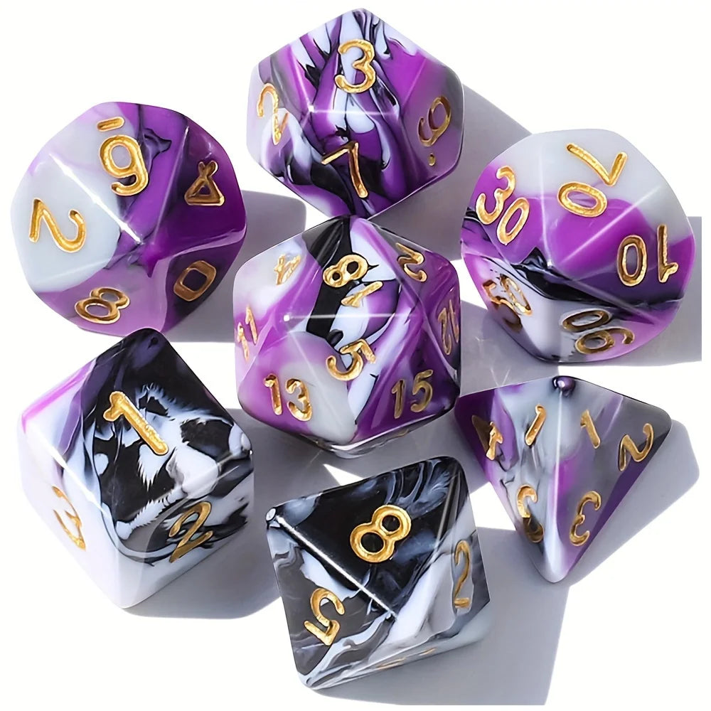 7-Piece Polyhedral Dice Set with Velvet Pouch for Tabletop RPGs