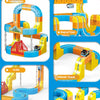A collection of colorful magnetic anti-gravity train building sets featuring various tracks like Double-layer, Magical, and H